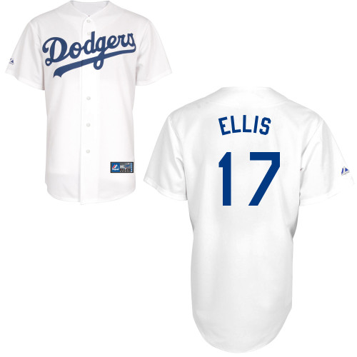 A-J Ellis #17 MLB Jersey-L A Dodgers Men's Authentic Home White Baseball Jersey